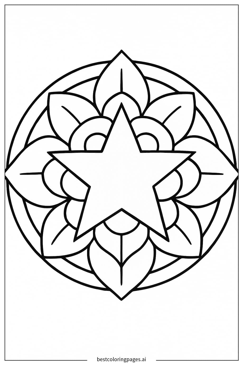 Dibujos de Mandala con patrón de estrella minimalista para Colorear