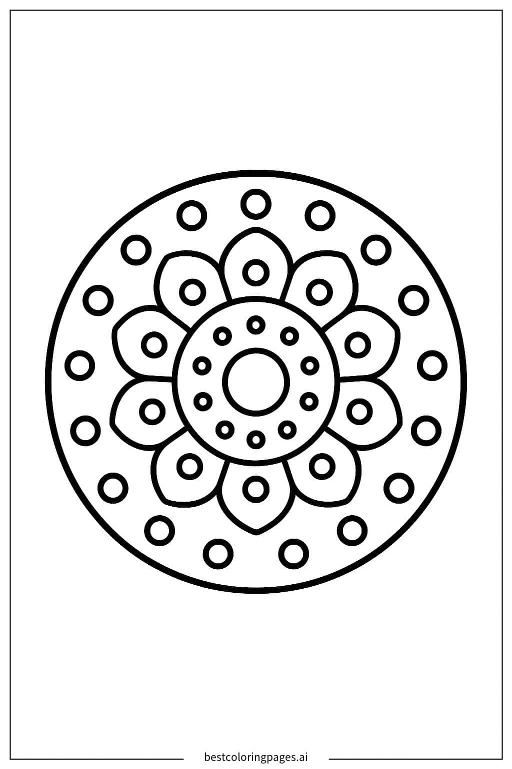 Dibujos de Mándala con puntos simples para Colorear