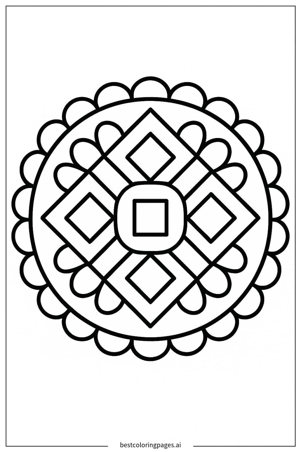 Dibujos de Mandala con Patrones Cuadrados para Colorear