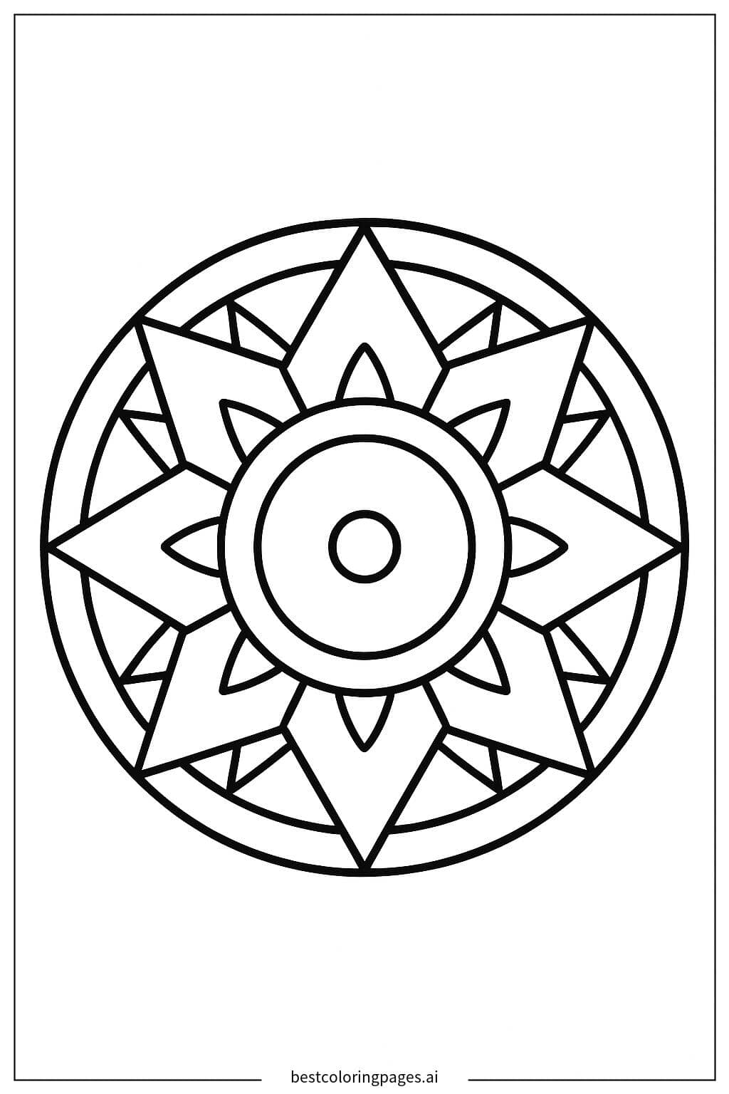 Dibujos de Mandala con Patrones de Triángulos para Colorear