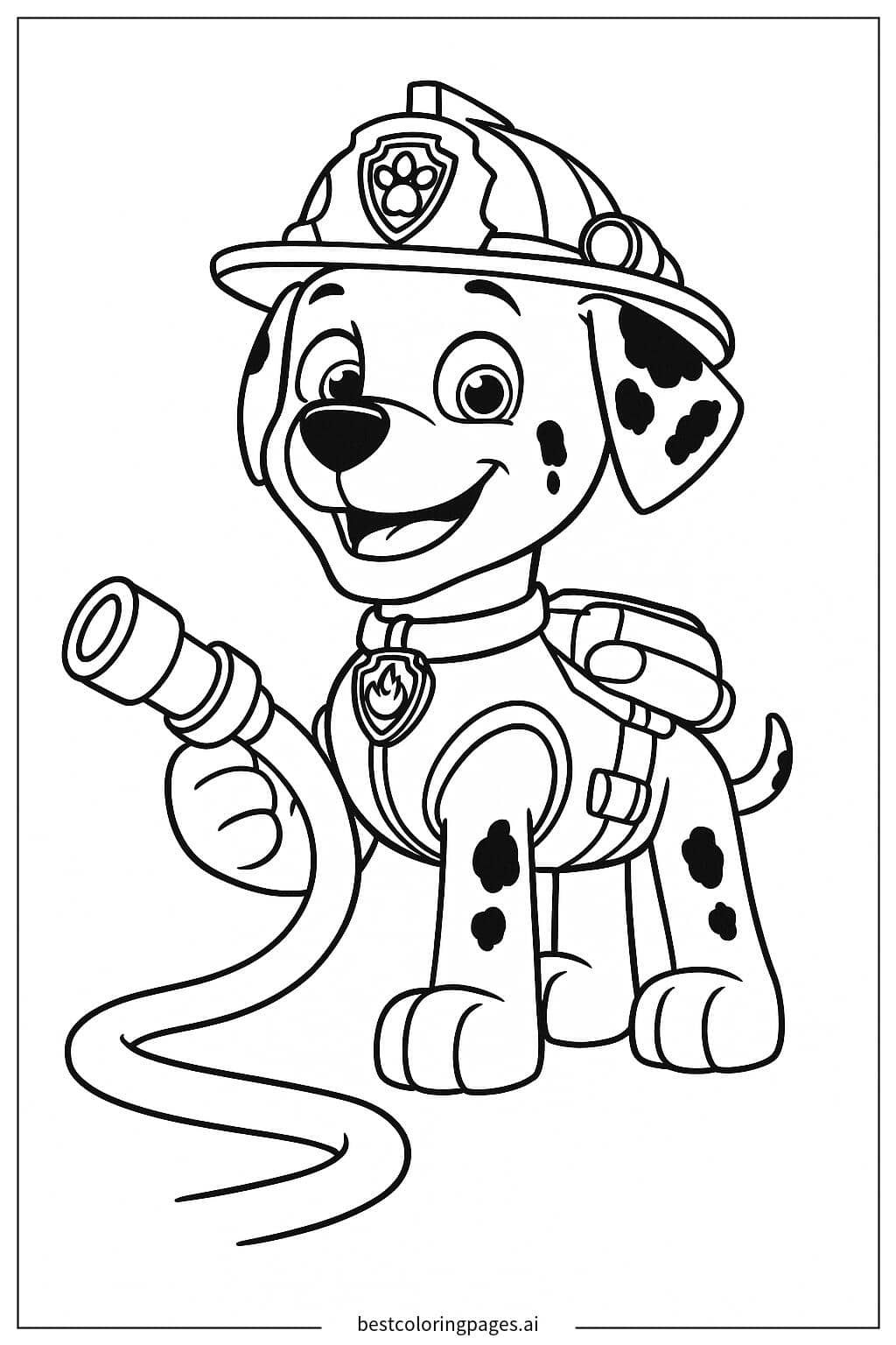 Disegni di Marshall con una manichetta antincendio da Colorare
