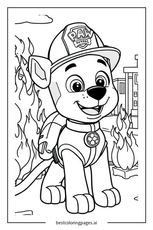 Coloriage Marshall éteint un feu