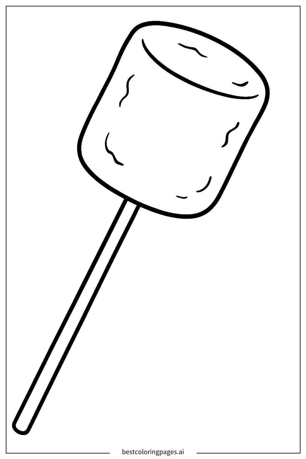 Marshmallow on a Stick Coloring Page