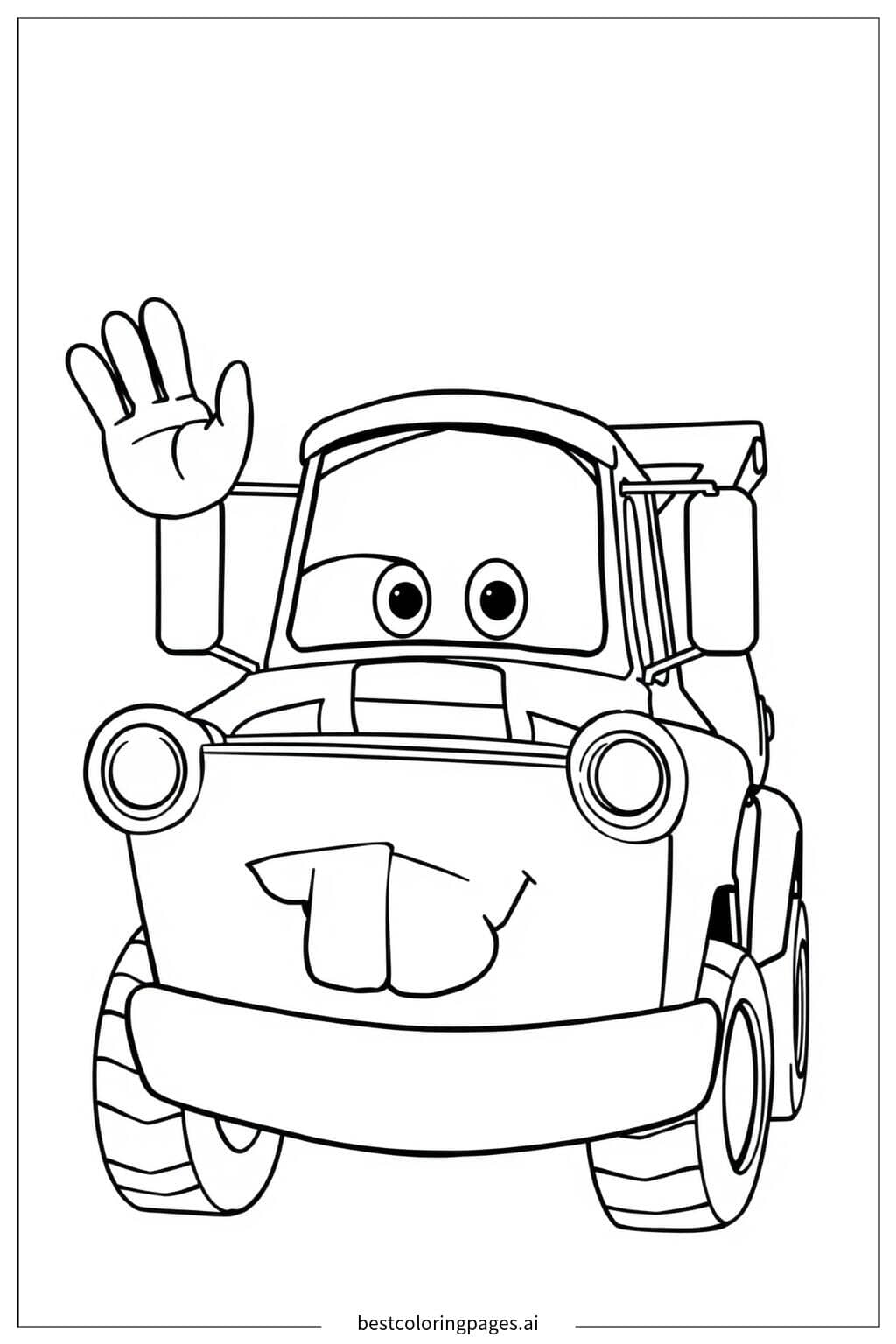 Desenhos de Mater acenando com alegria para Colorir