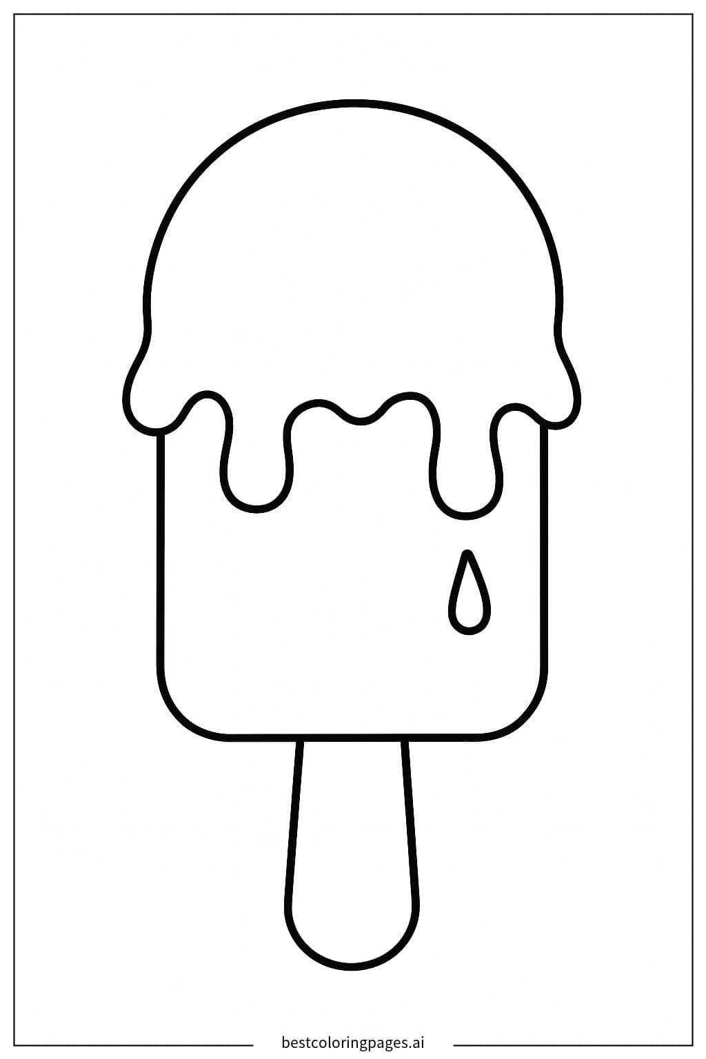 Melting Ice Cream on a Stick Coloring Page