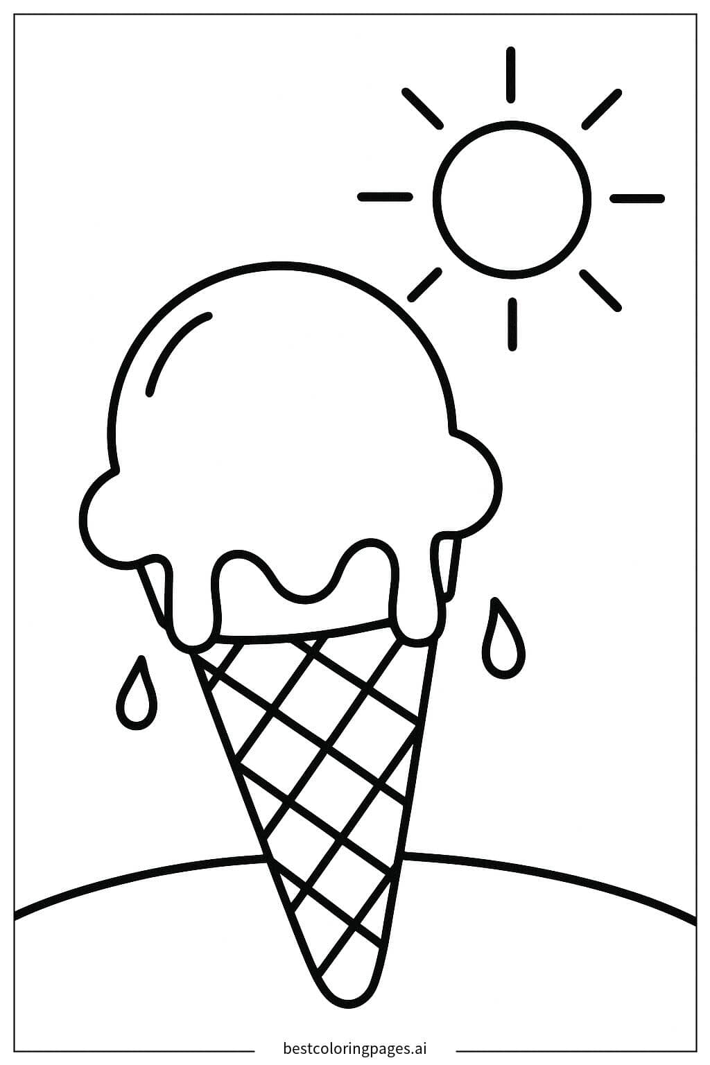 Coloriage Glace fondante sous le soleil