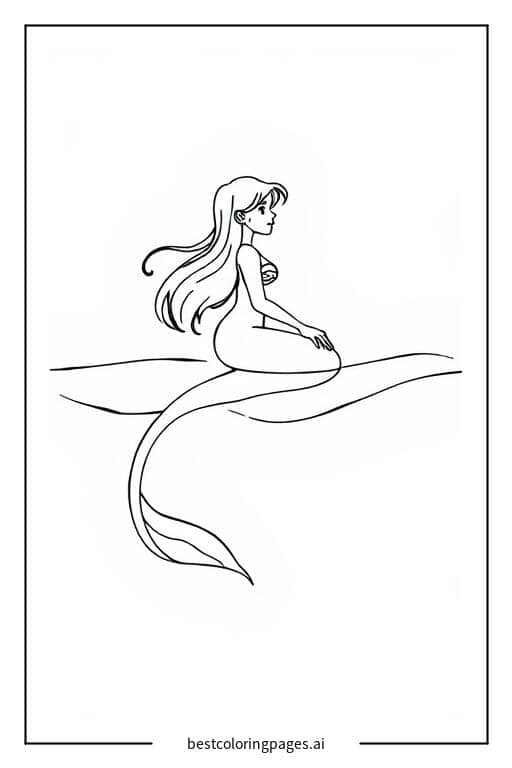 Dibujos de Sirena flotando en la superficie del océano para Colorear