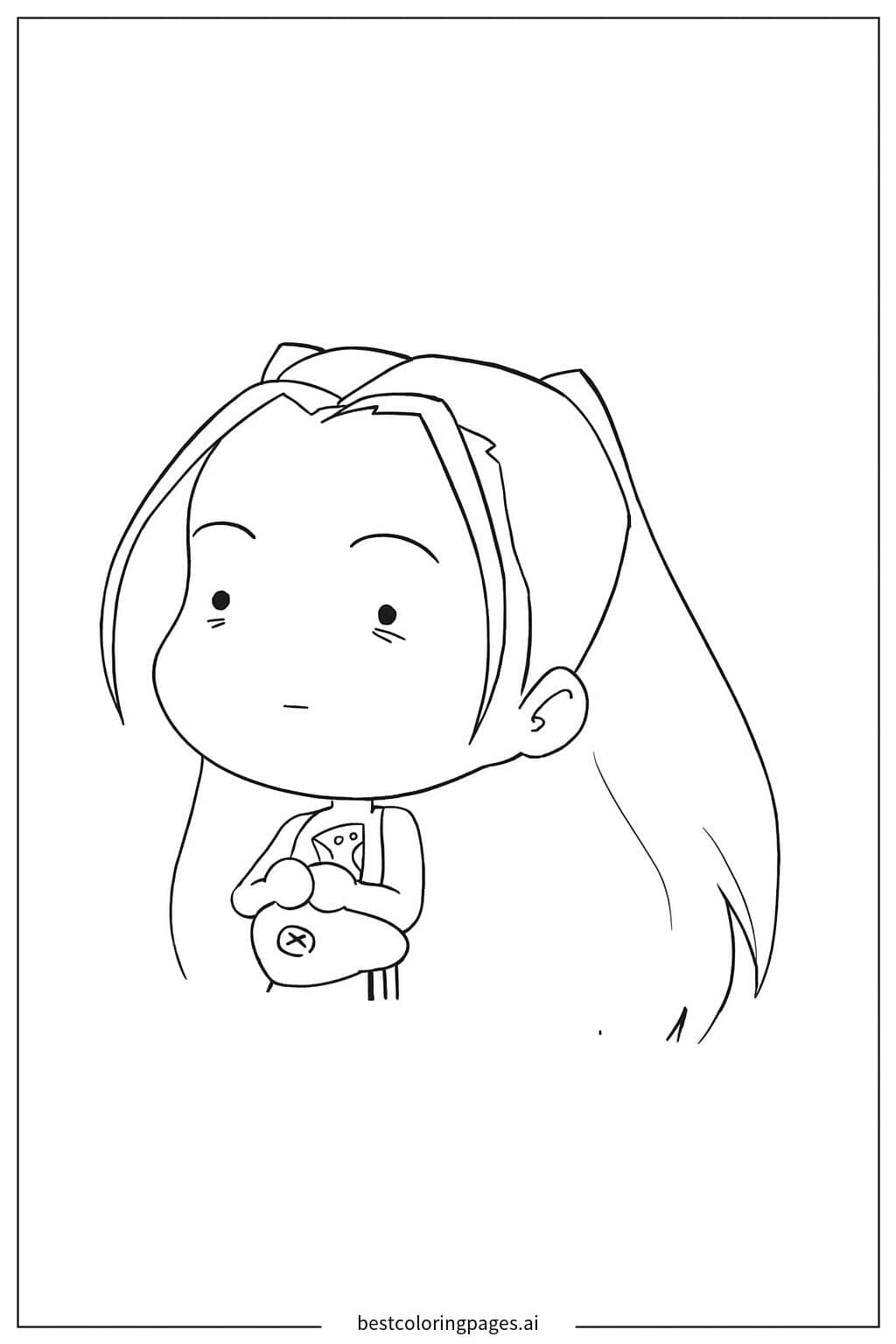 Mira Zoey and Her Beloved Plush Coloring Page