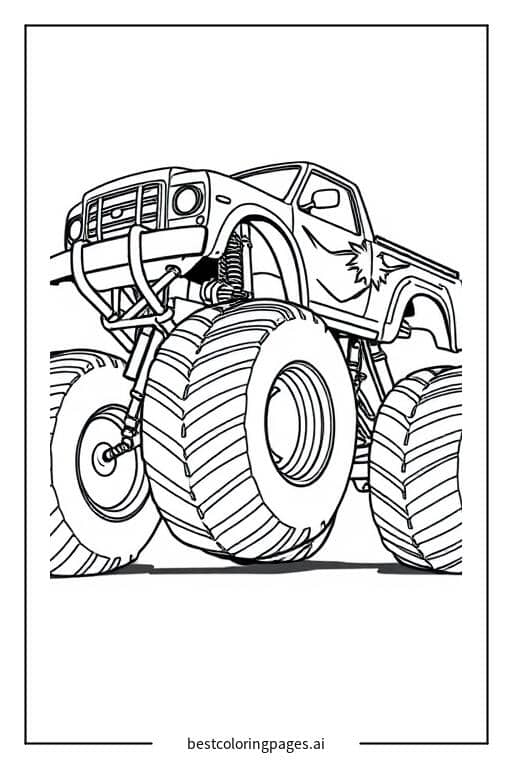Monstertruck mit riesigen Rädern Ausmalbilder
