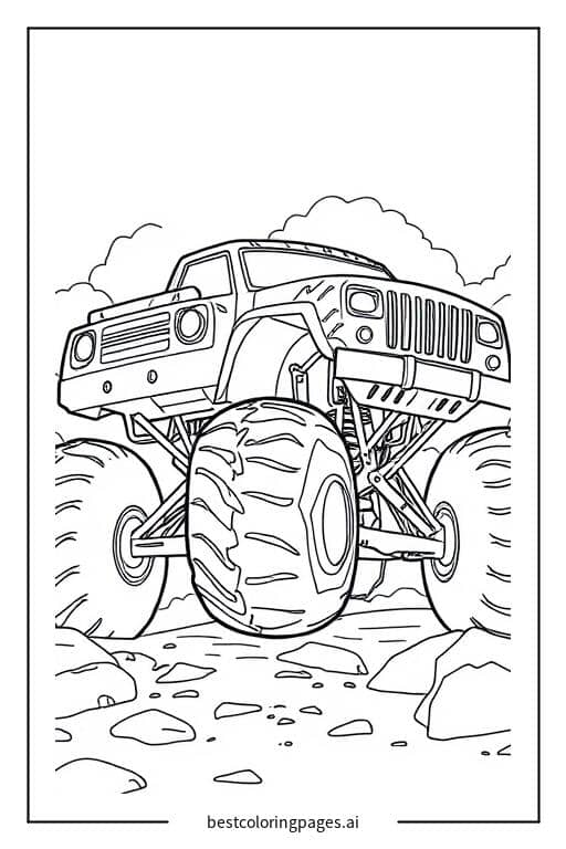 Monstertruck mit Blitzlackierung Ausmalbilder