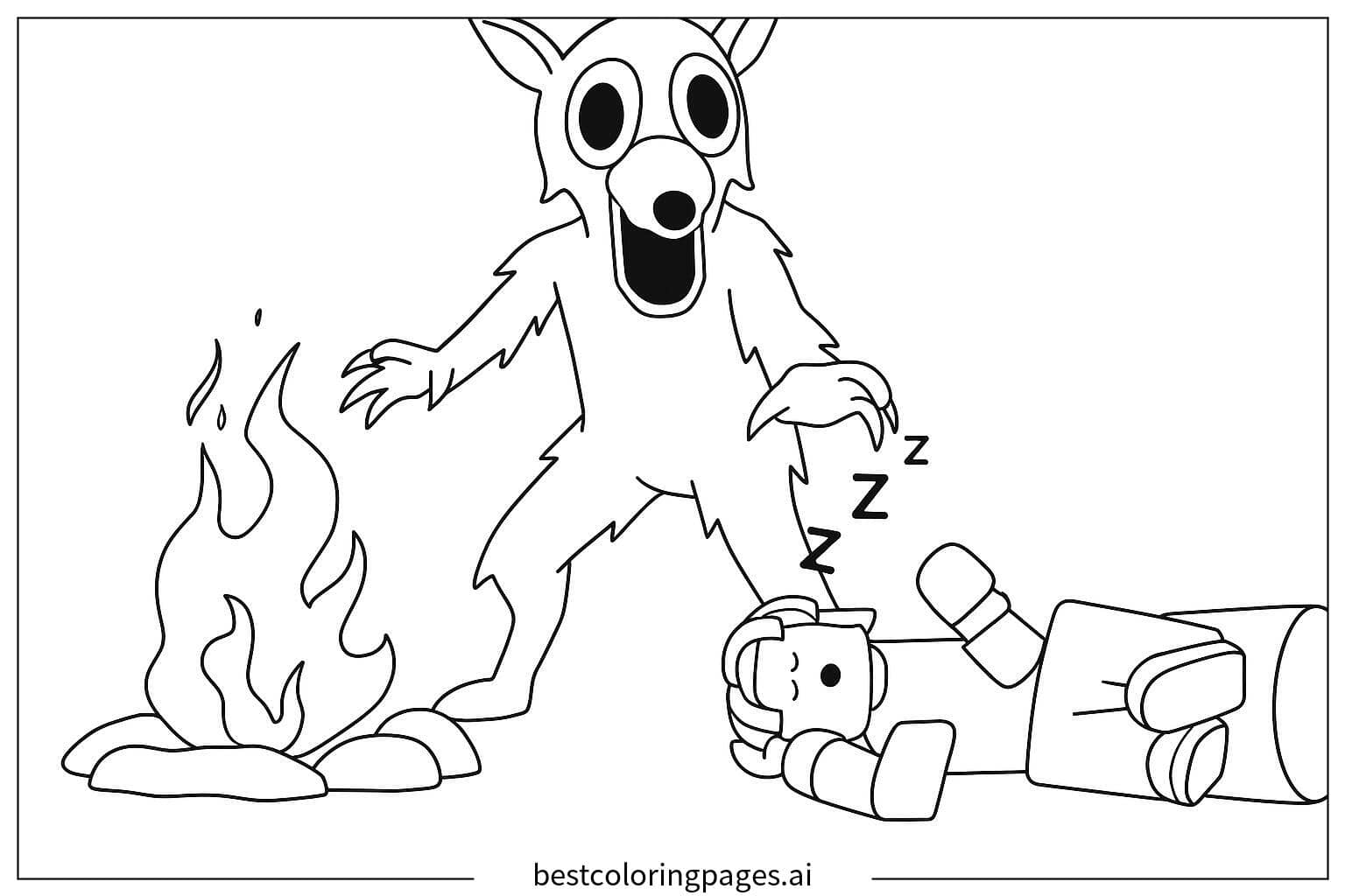 Desenhos de Monstro observando o acampador para Colorir