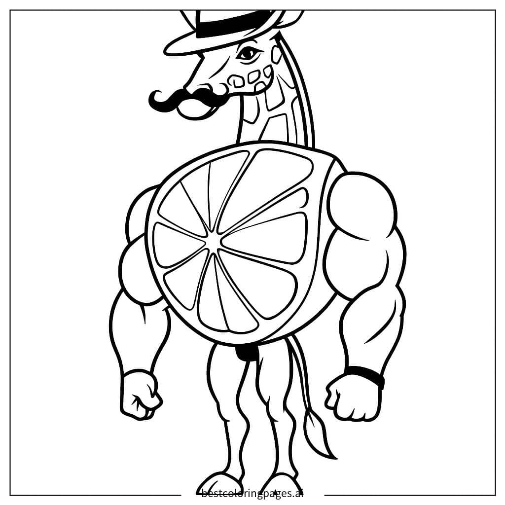 Disegni di Giraffa Muscolosa al Limone da Colorare