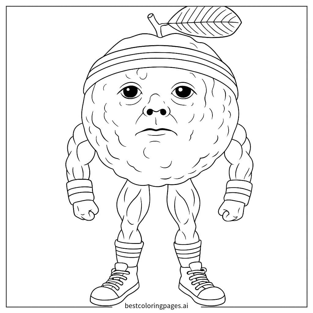 Disegni di Personaggio Arancia Muscoloso da Colorare