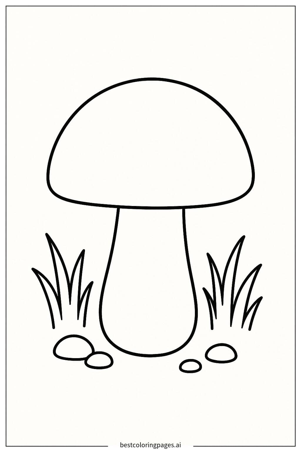 Mushroom in a Forest Coloring Page
