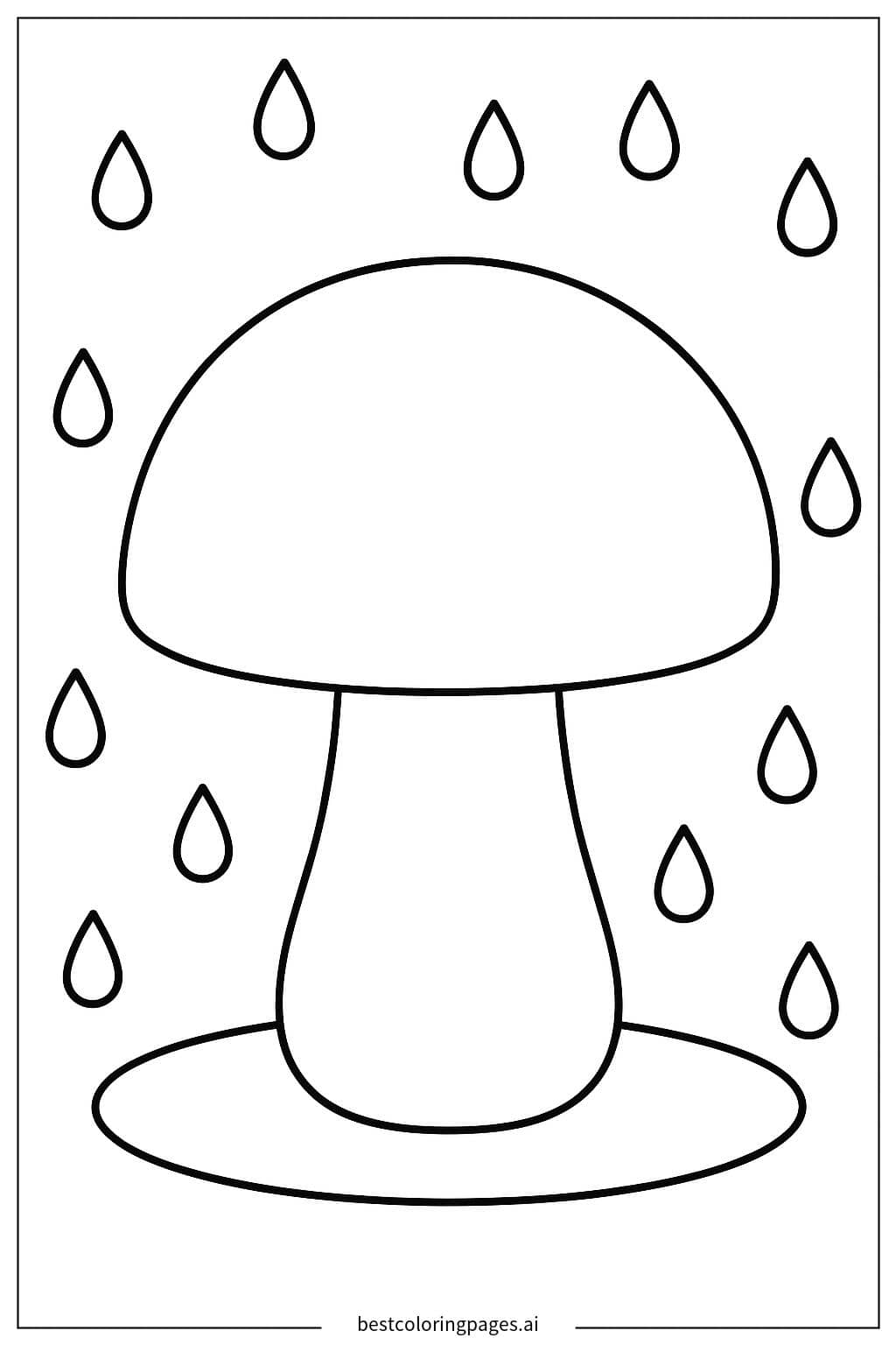 Mushroom in the Rain Coloring Page