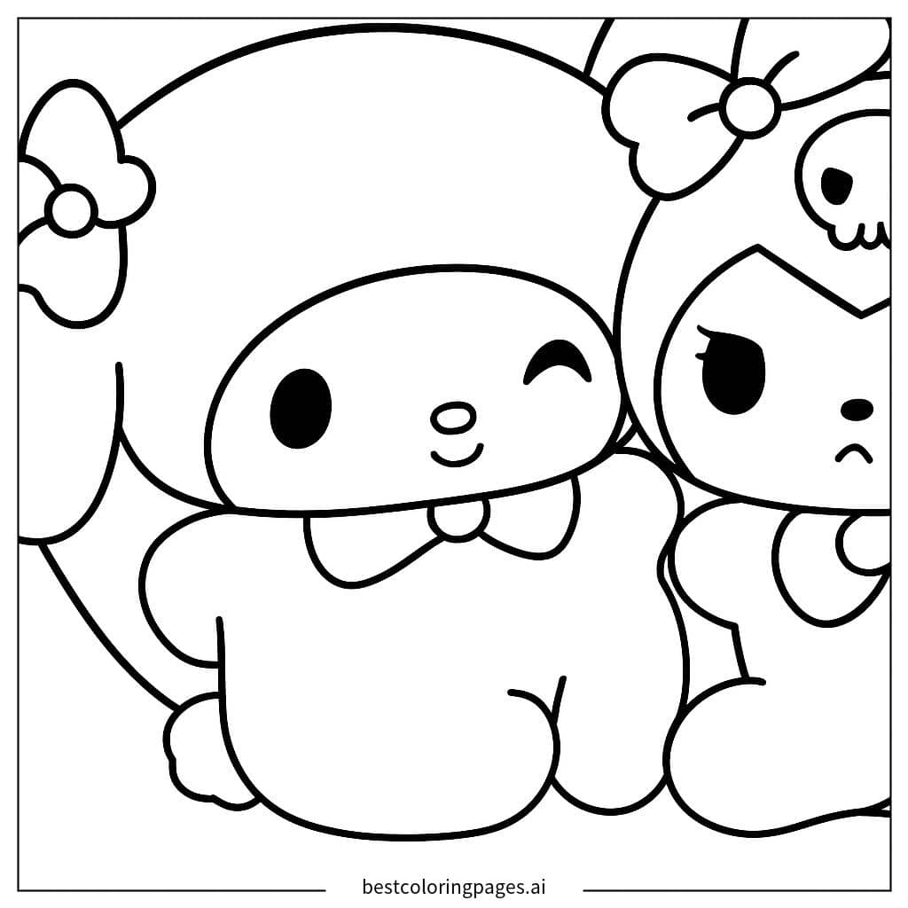 마이멜로디와 쿠로미 색칠공부