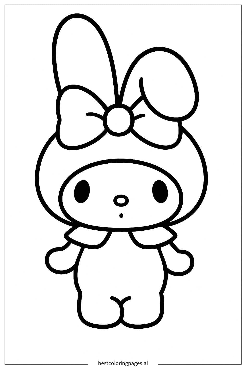 Gambar Mewarnai My Melody dengan Pita Besar
