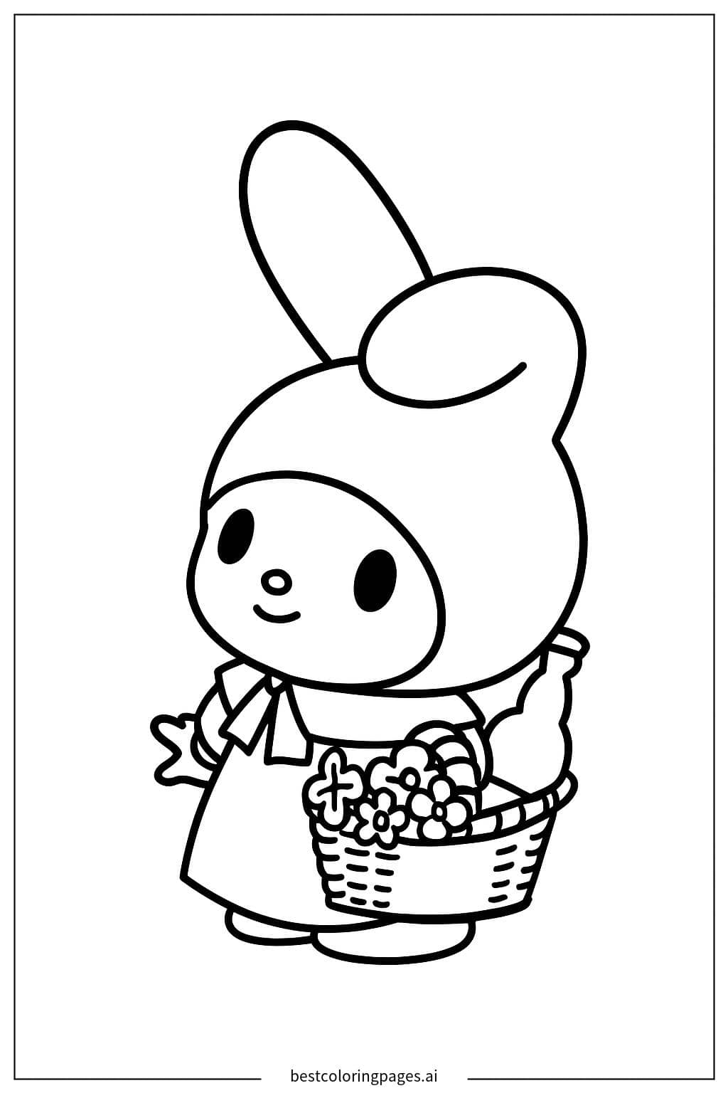 Gambar Mewarnai My Melody dengan Keranjang
