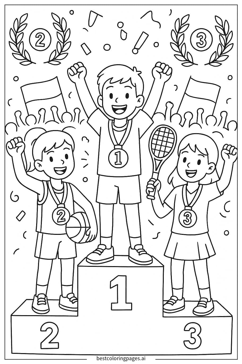 Gambar Mewarnai Podium Olimpiade dengan Pemenang
