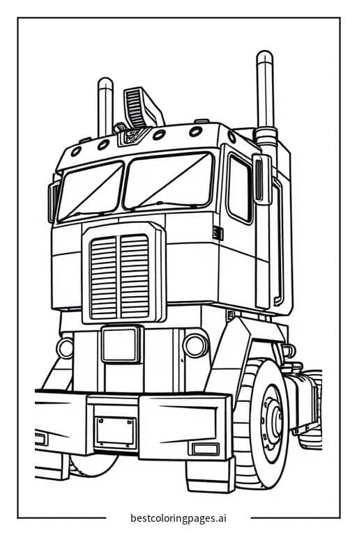 Disegni di Optimus Prime in modalità camion da Colorare