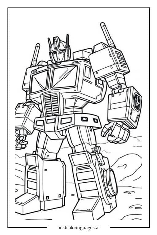 Disegni di Optimus Prime si trasforma in camion da Colorare