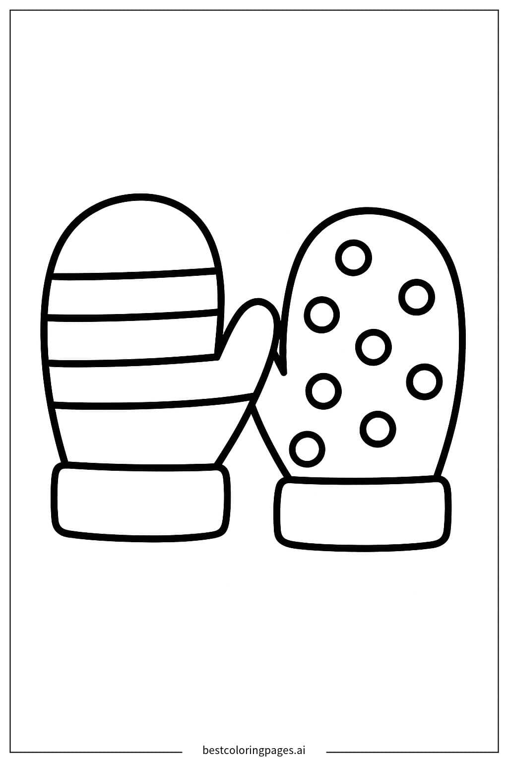 Pair of Cozy Winter Mittens Coloring Page
