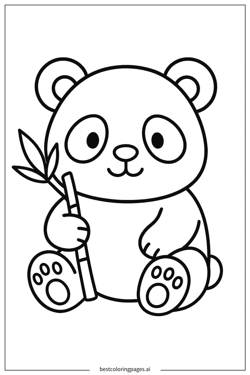 竹を食べるパンダ のぬりえ