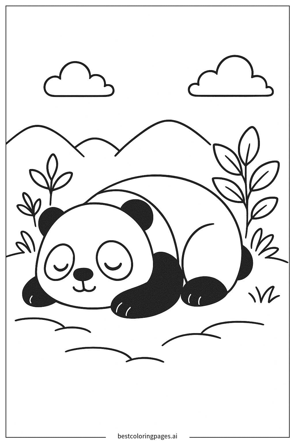 眠っているパンダ のぬりえ