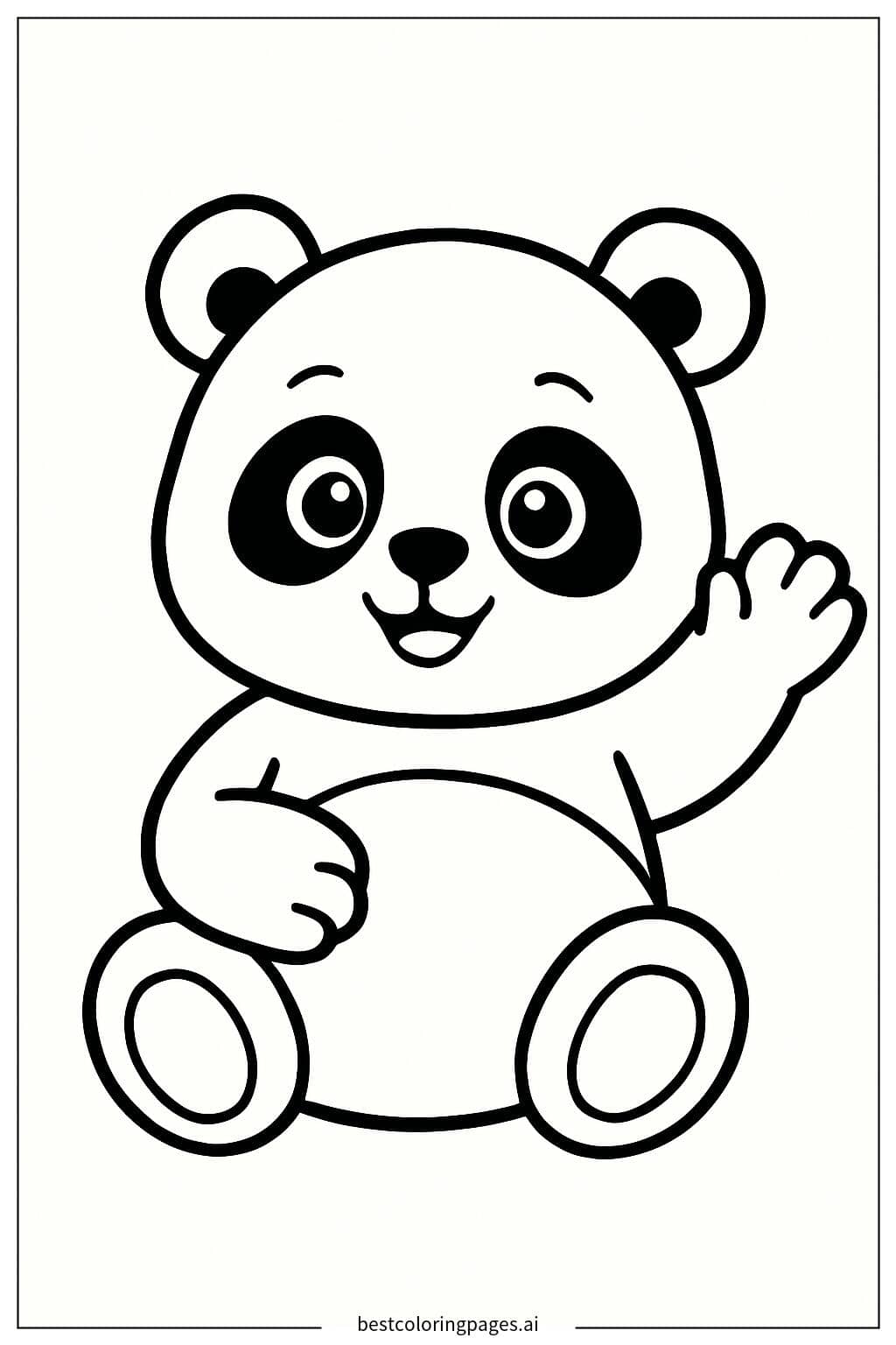Panda Waving Its Paw Coloring Page