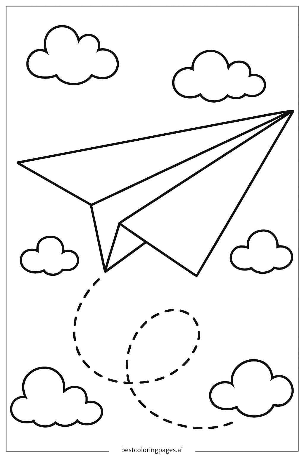 Desenhos de Avião de Papel Voador para Colorir