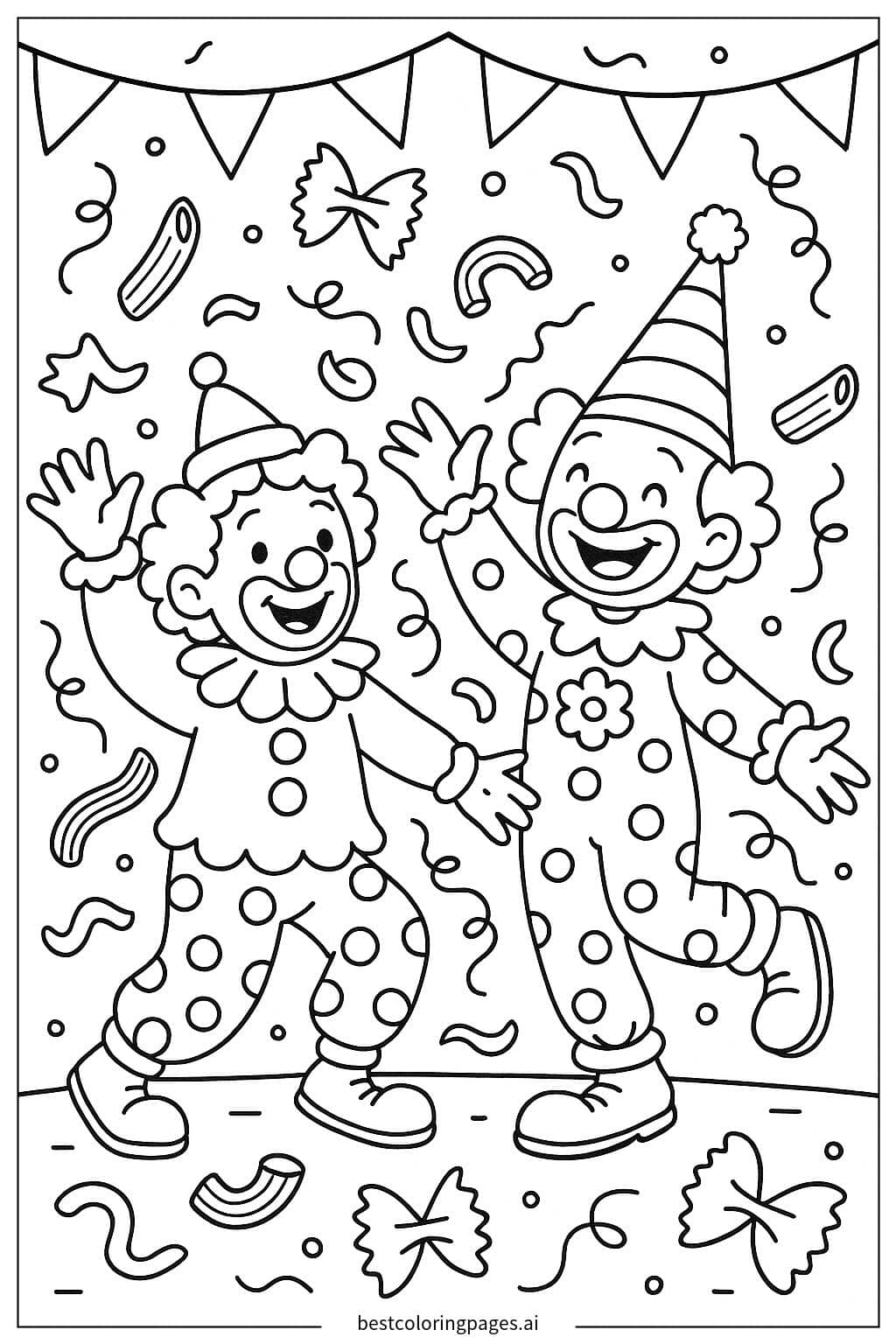 Disegni di Parata di Pasta con Clown da Colorare