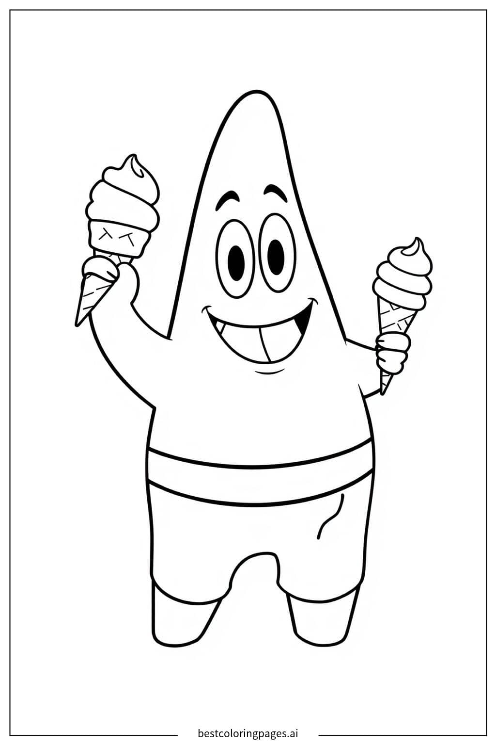 Patrick Enjoying Ice Cream Treats - Nickelodeon Coloring Page Coloring Page
