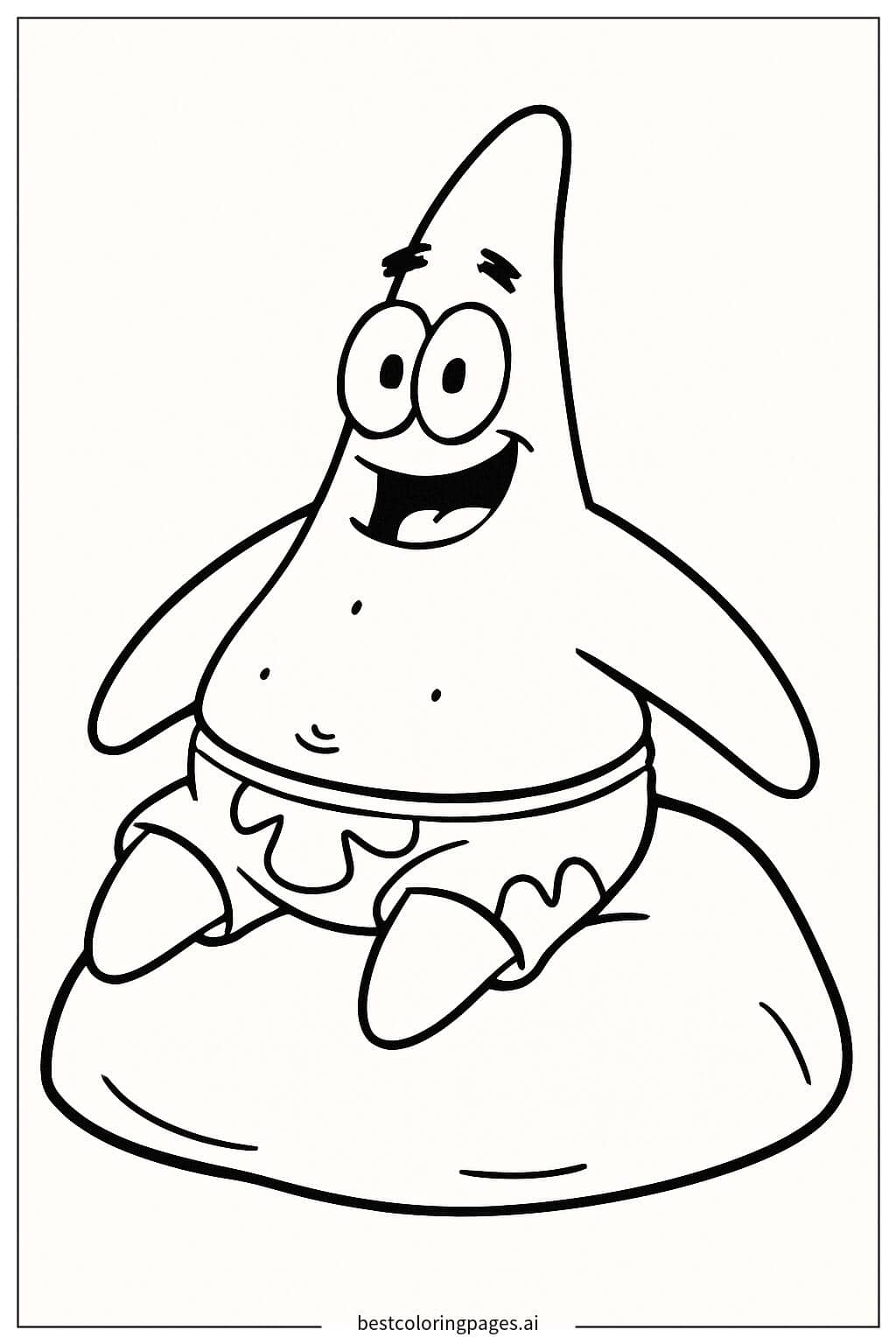 Patrick Sitting on a Rock Coloring Page