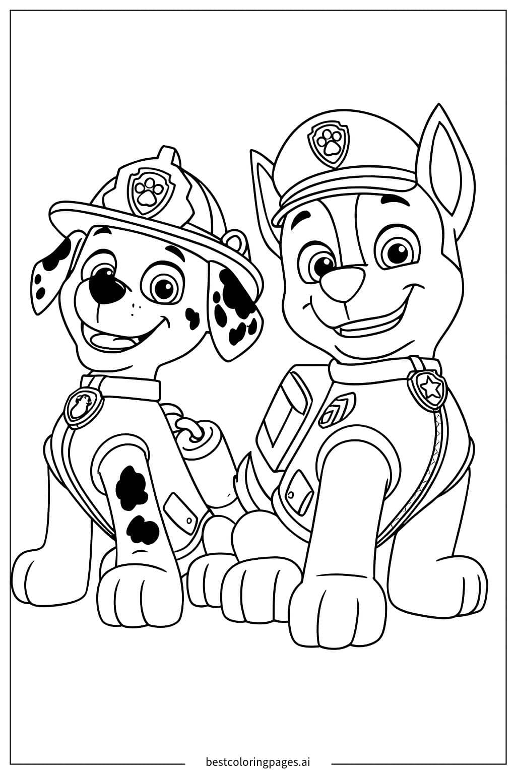 Coloriage Chiots de la Pat' Patrouille souriants