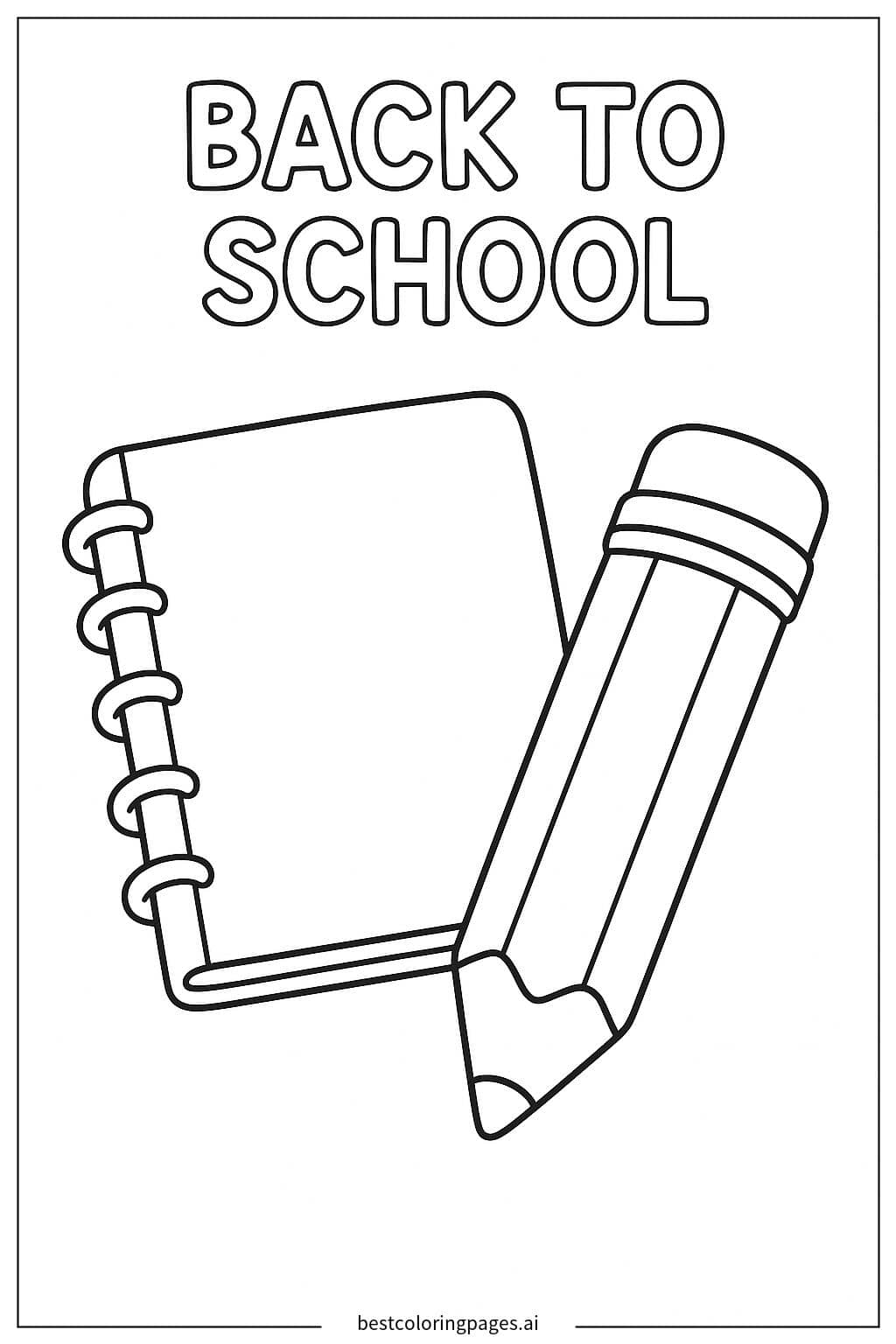 Pencil and Notebook for Back to School Coloring Page
