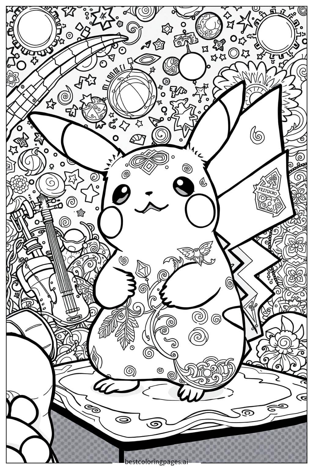 Gambar Mewarnai Pikachu Menghadiri Konser Kosmik