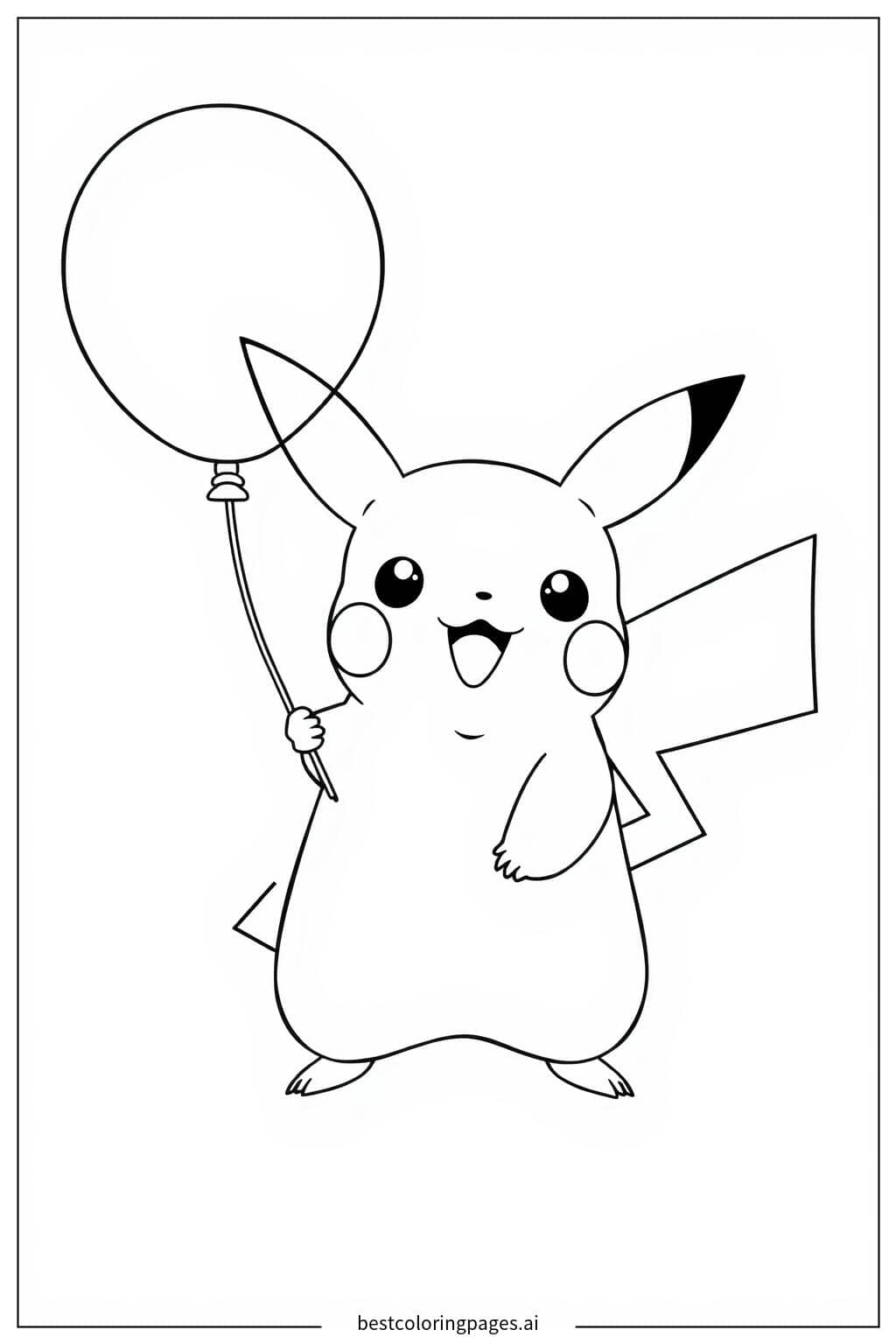 Gambar Mewarnai Pikachu Memegang Balon
