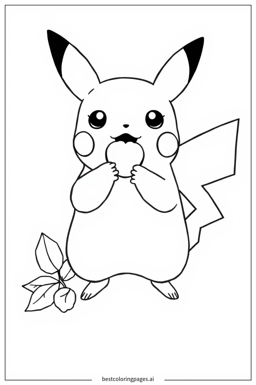 Gambar Mewarnai Pikachu Memegang Buah Berry