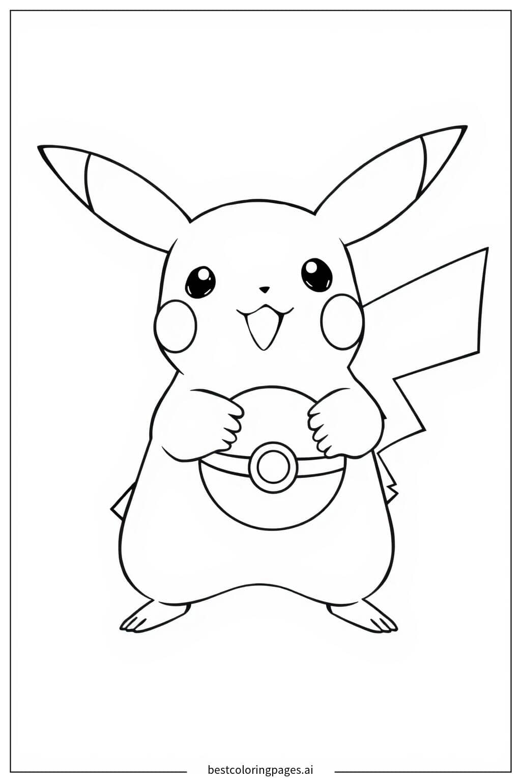Gambar Mewarnai Pikachu Memegang Pokeball