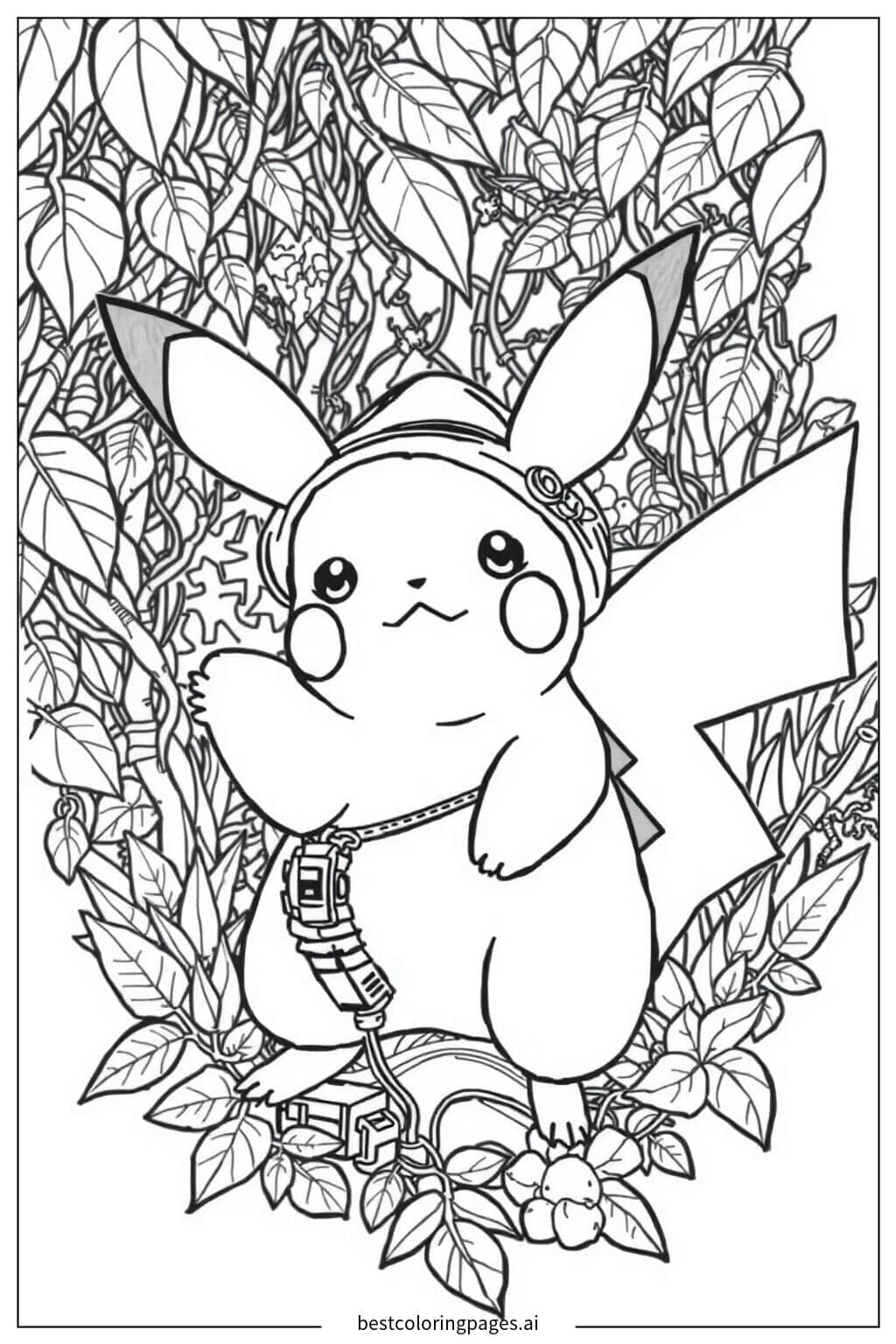 Gambar Mewarnai Pikachu dalam Ekspedisi Hutan