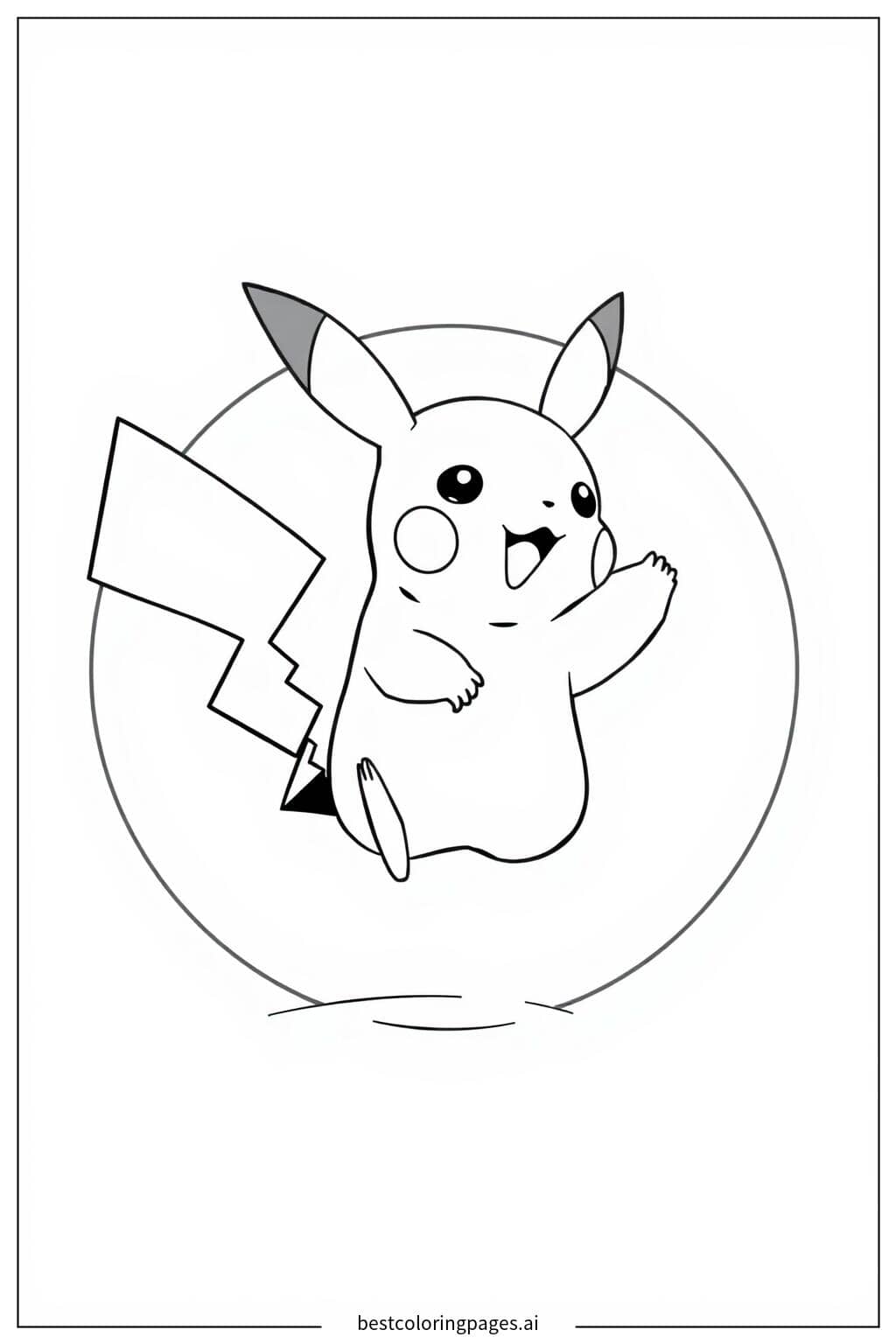 Gambar Mewarnai Pikachu melompat