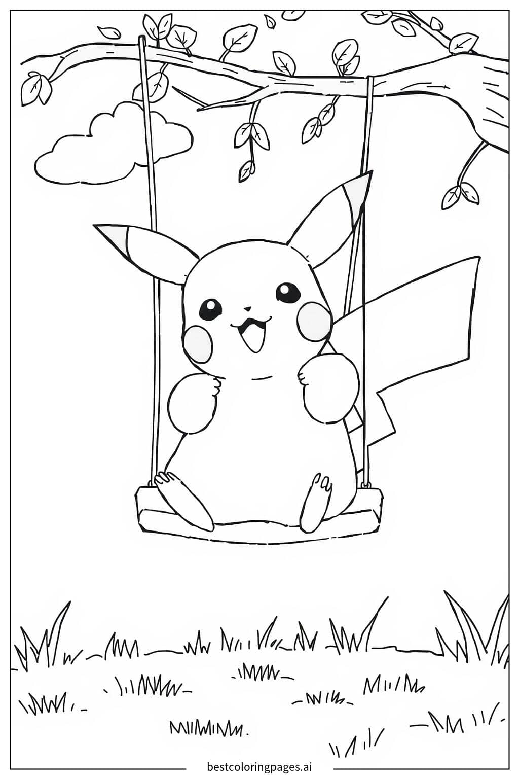 Gambar Mewarnai Pikachu di Ayunan