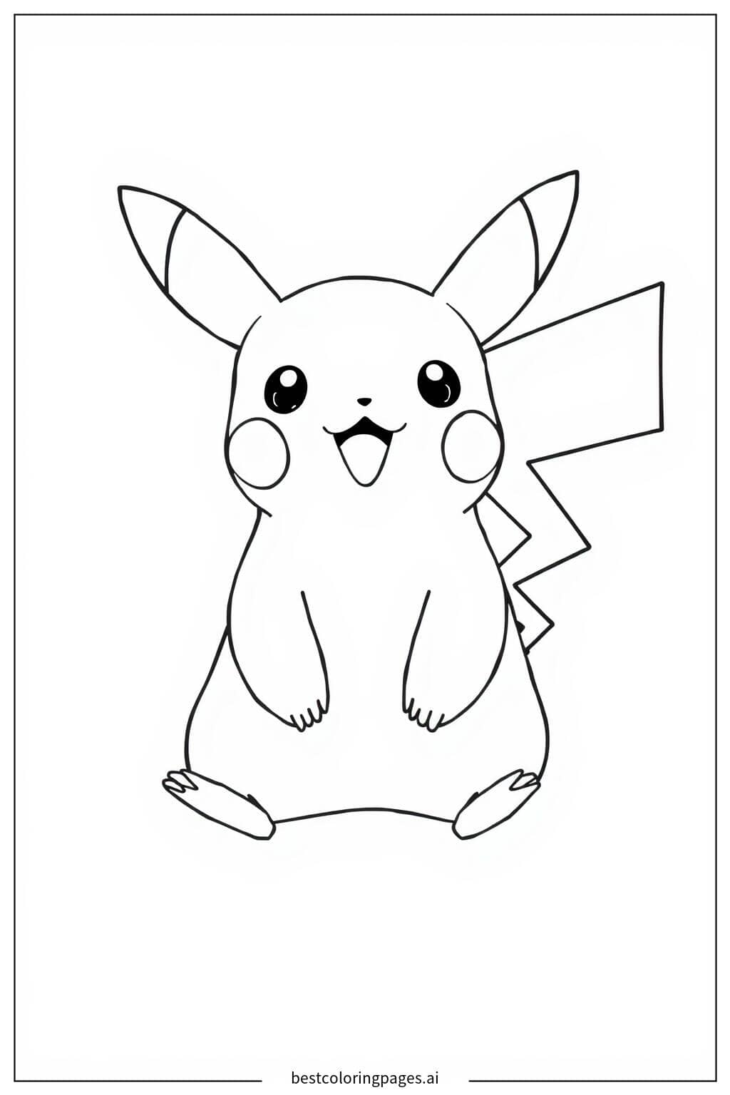 Gambar Mewarnai Pikachu Duduk