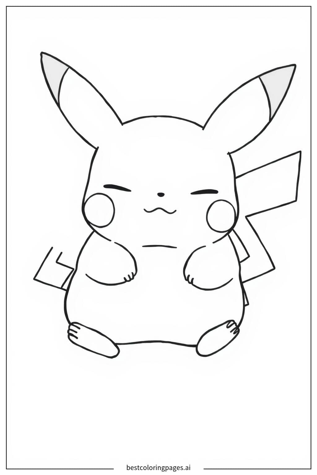 Gambar Mewarnai Pikachu Tidur dengan Damai