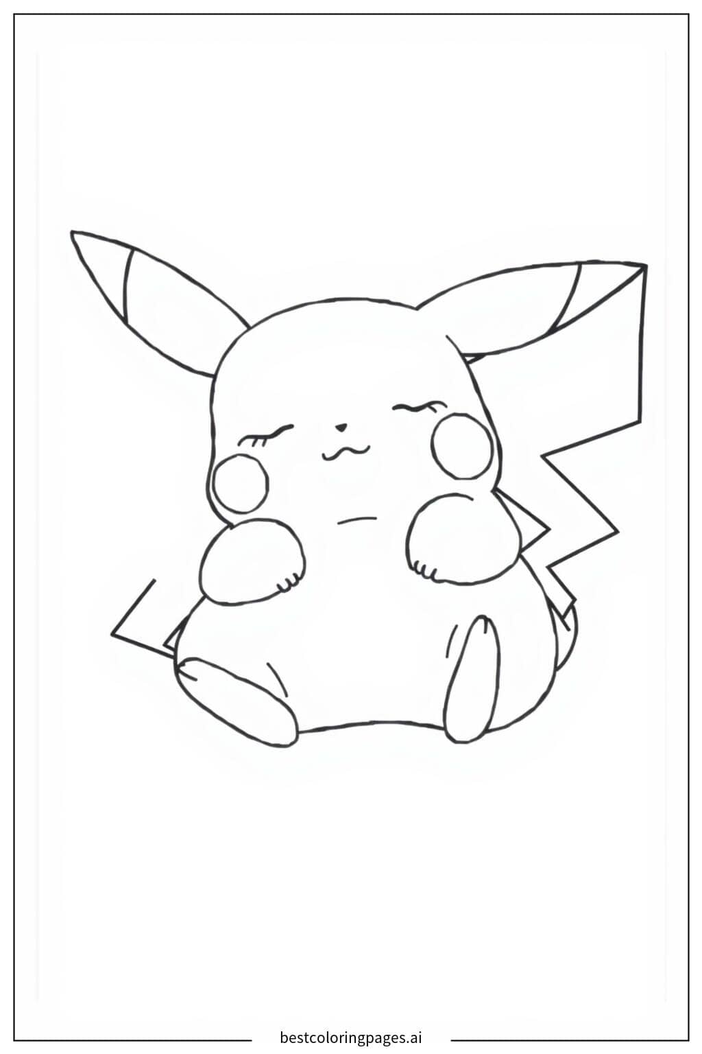 Gambar Mewarnai Pikachu Sedang Tidur