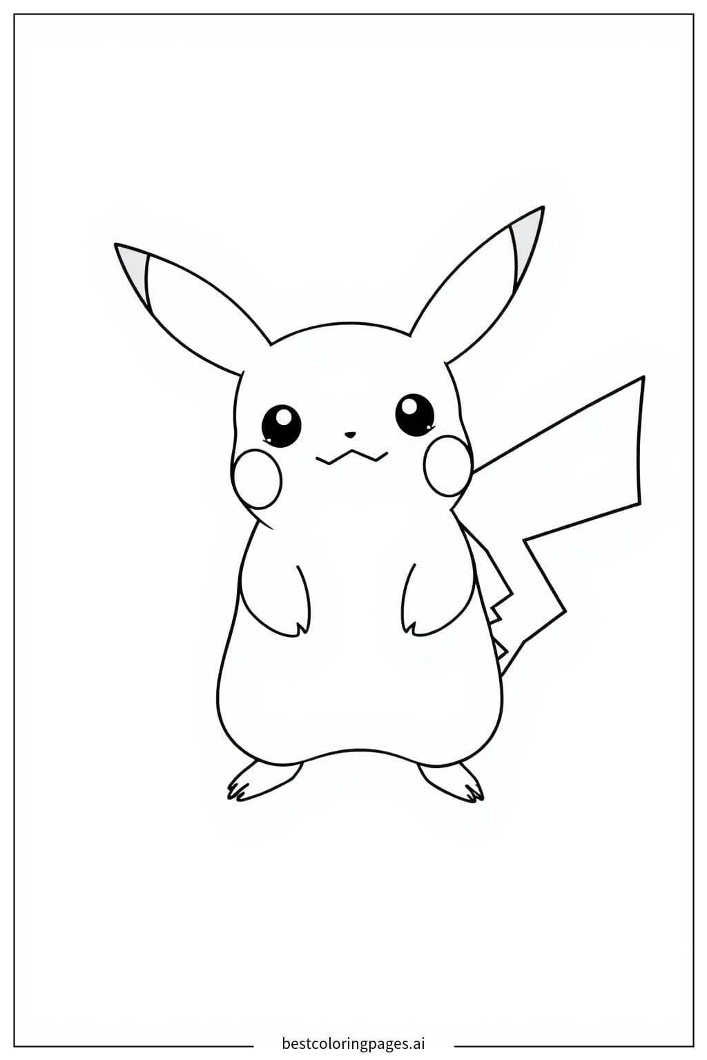 Gambar Mewarnai Pikachu Berdiri Diam
