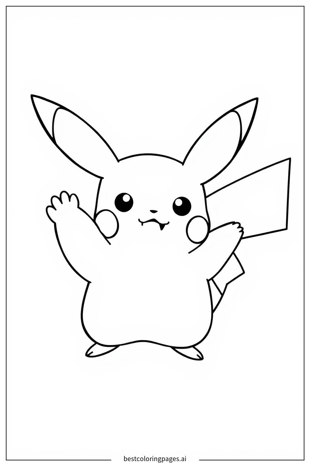 Gambar Mewarnai Pikachu Melambaikan Tangan