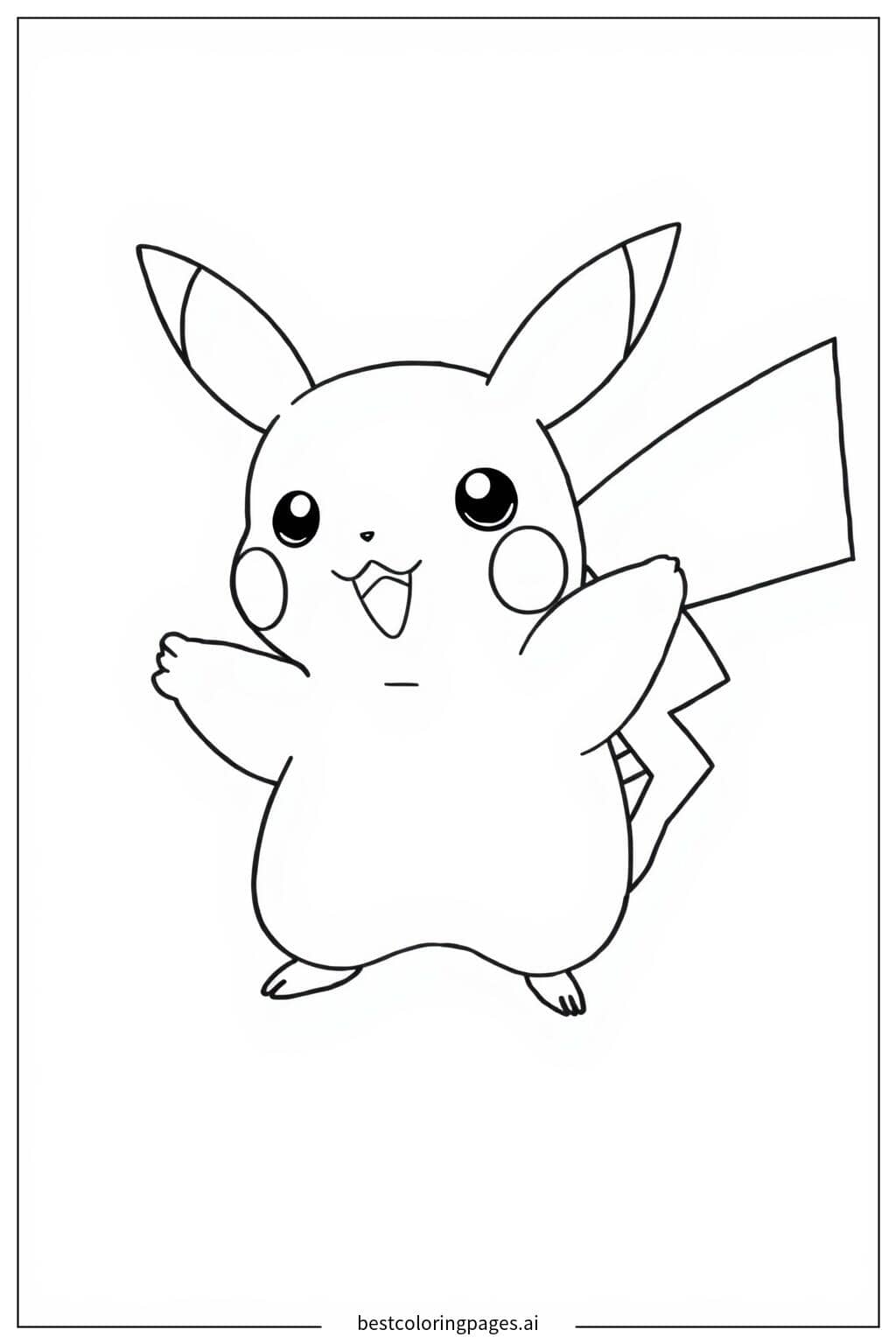 Gambar Mewarnai Pikachu Melambaikan Tangan