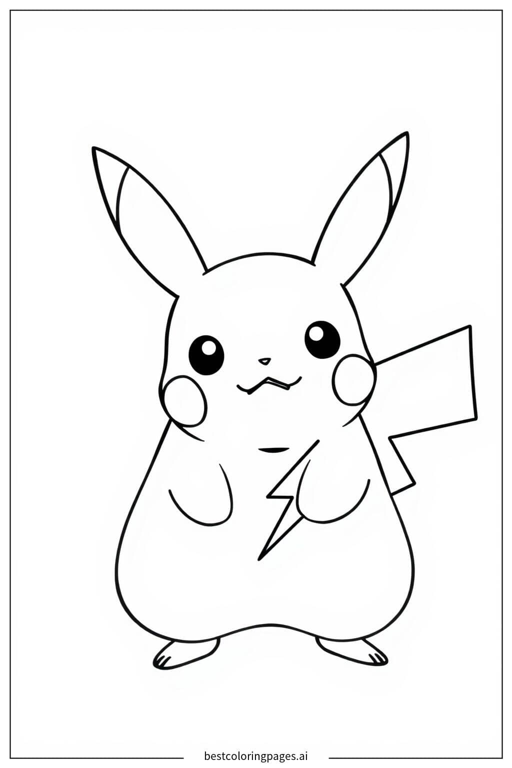 Gambar Mewarnai Pikachu dengan Petir Sederhana