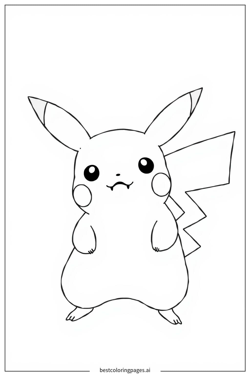 Gambar Mewarnai Pikachu dengan Latar Belakang Sederhana